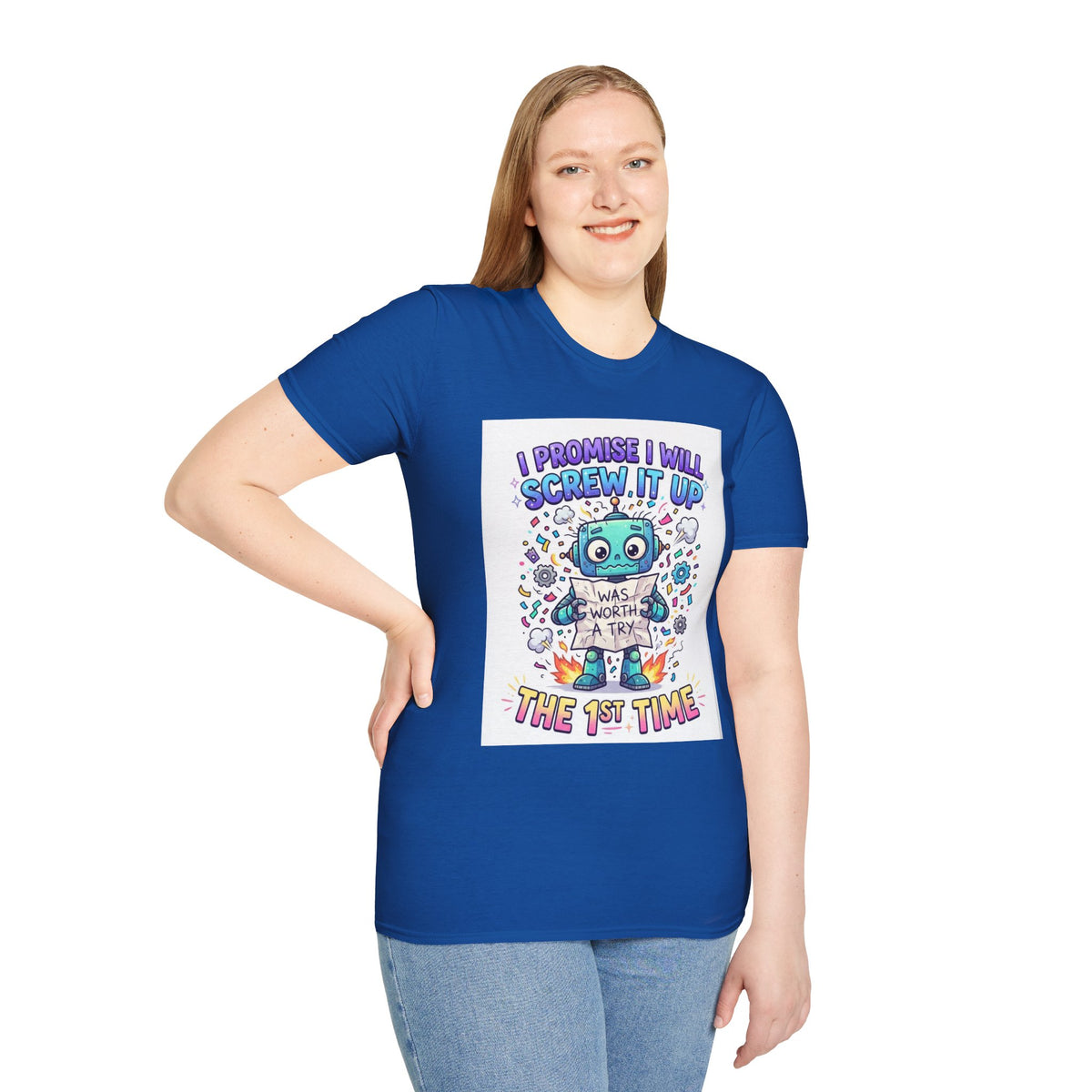 Screw up robot Unisex Softstyle T-Shirt