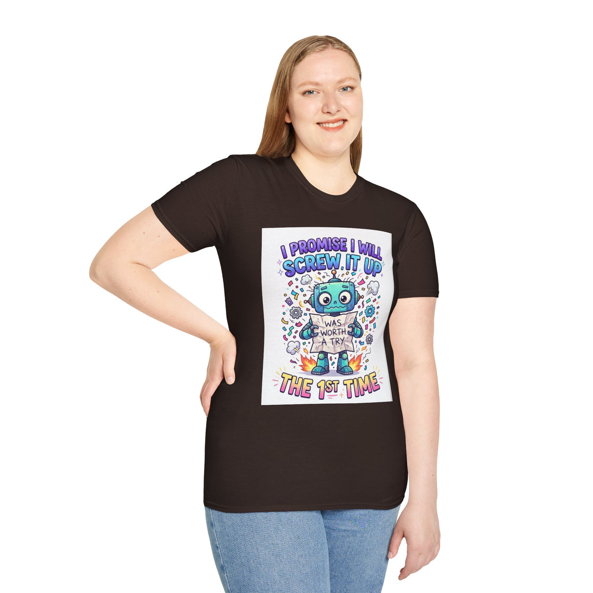 Screw up robot Unisex Softstyle T-Shirt