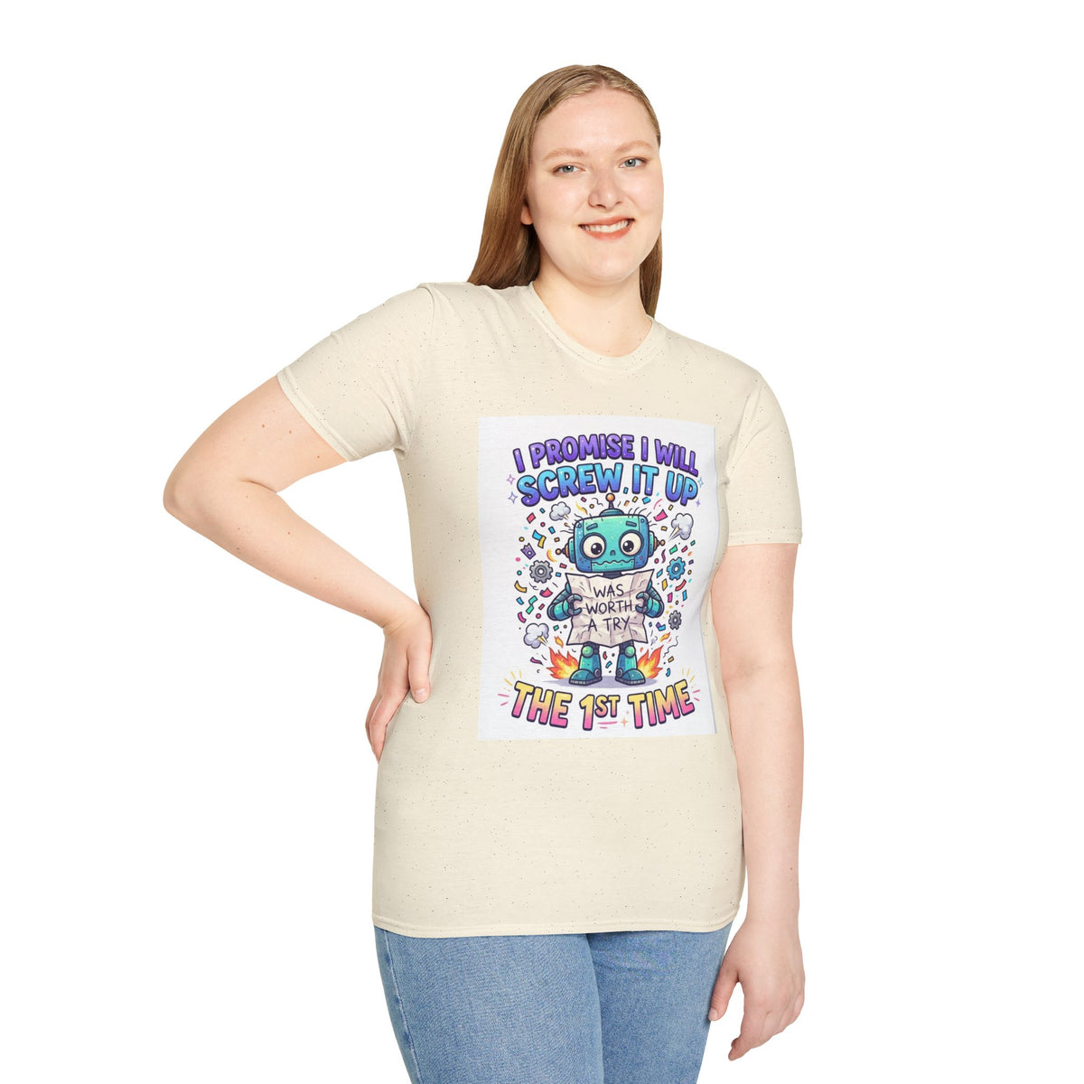 Screw up robot Unisex Softstyle T-Shirt